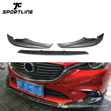 3PCS Carbon Fiber M6 Front Lip Splitters for Mazda 6 Atenza 2017-2019